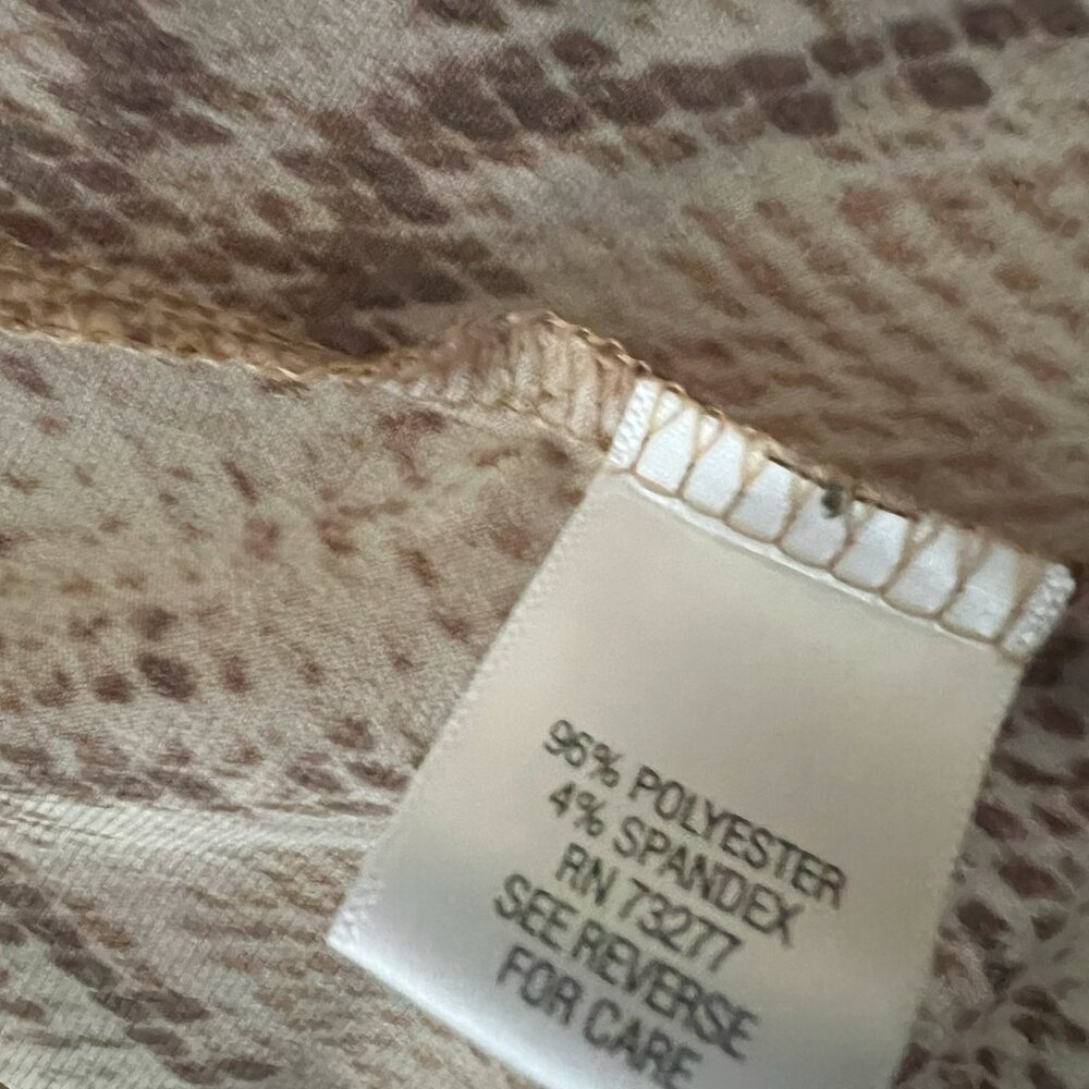 Python Snake Print Sleeveless Waist Gathered Dress Neutral Tan and Brown Size M - Picture 4 of 5